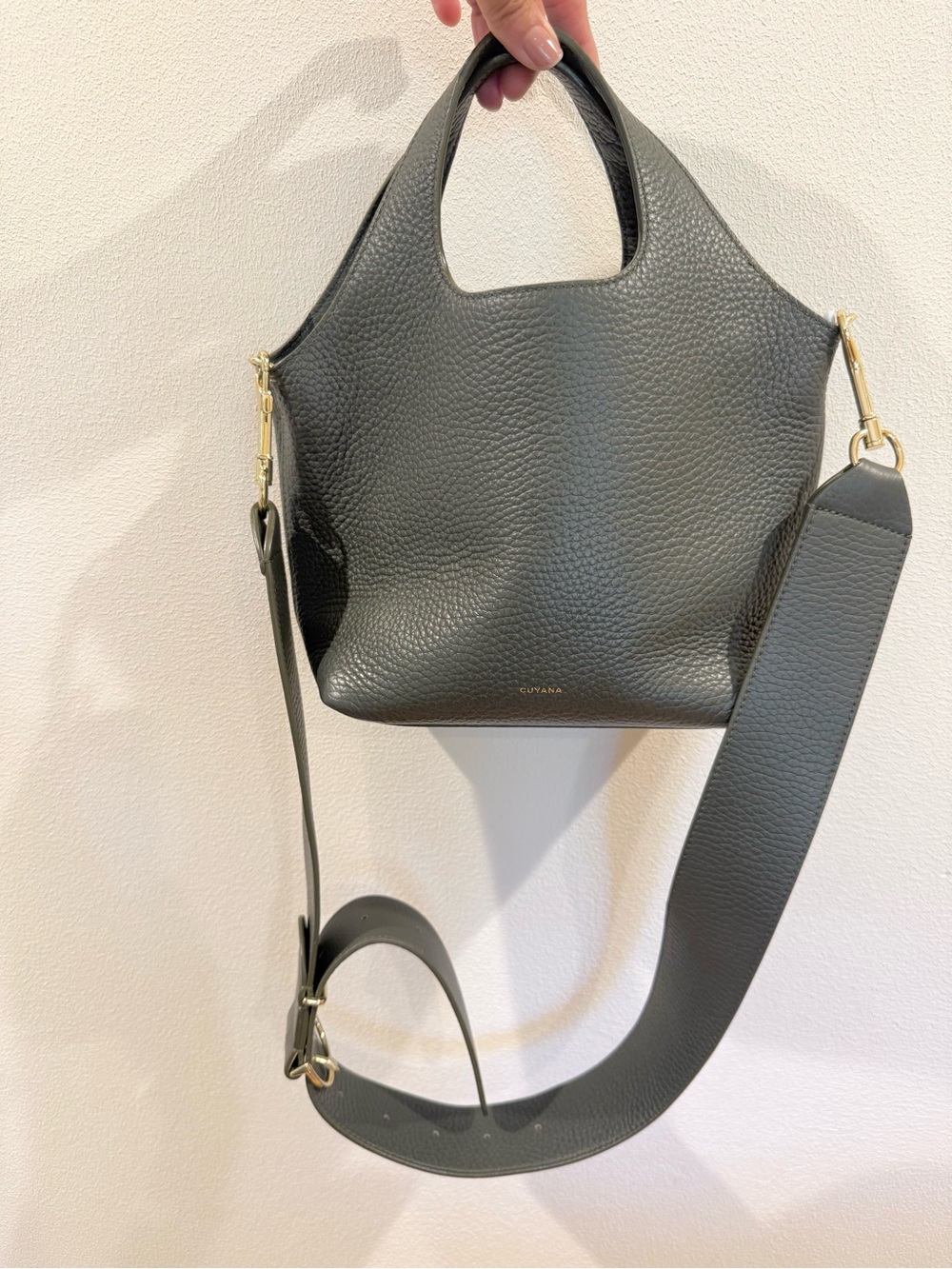 Cuyana Dark Olive Mini System Tote Bag + Crossbody Strap